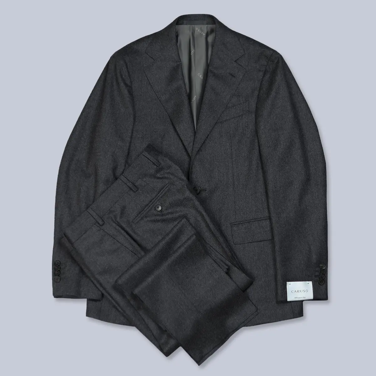 Dark Grey Flannel Wool Suit 1