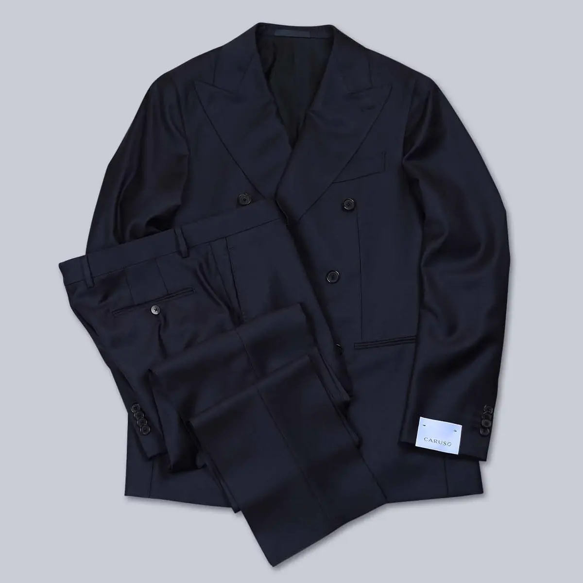 Navy Double Breasted Superfine 130S Wool Suit 1