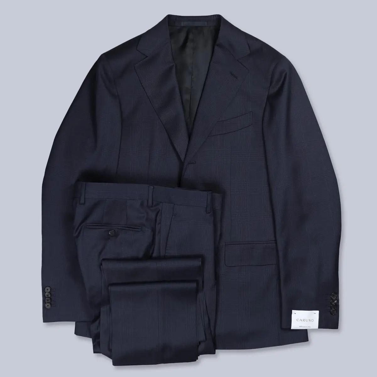 Navy Glen Check Superfine 130S Wool Suit 1