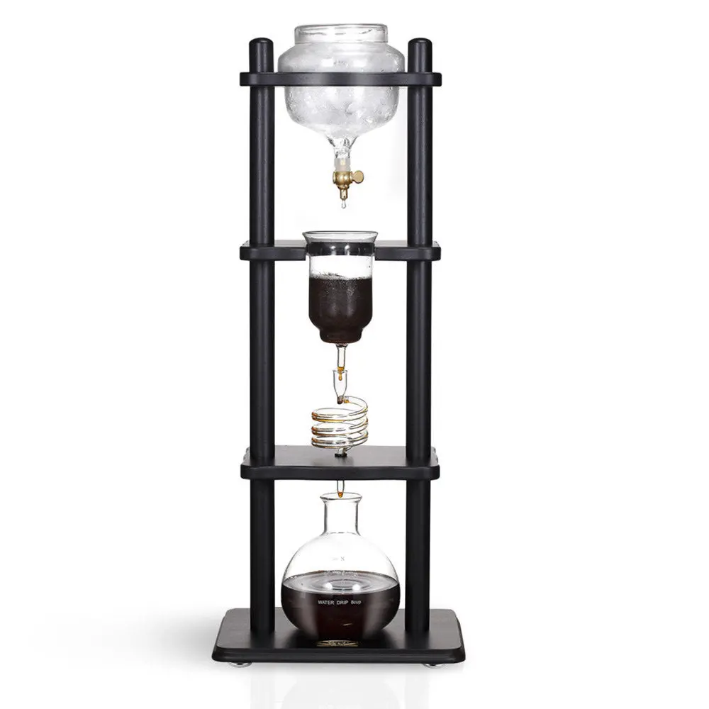 Yama 6-8 Cup Cold Brew Tower Straight Black Wood Frame (32Oz) 1