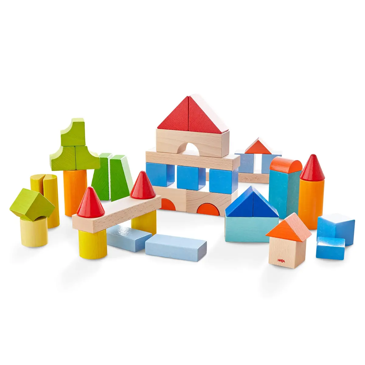 Colored Wooden Building Blocks - 46 Piece Set 1