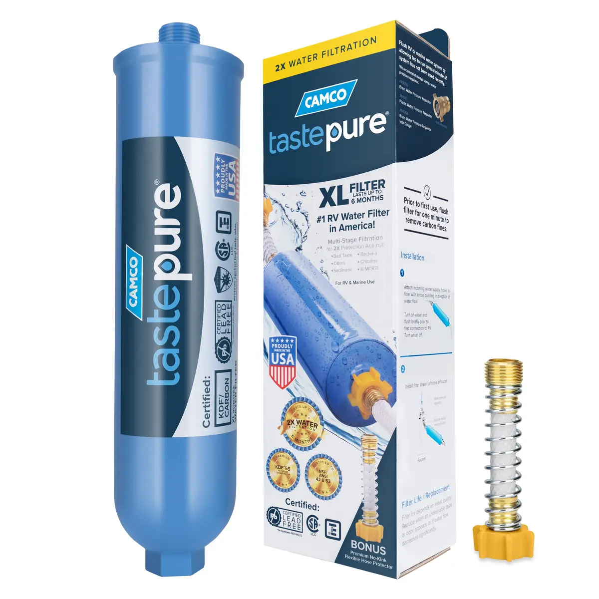 Tastepure Xl Water Filter (Kdf)W/Flexible Hose Protector 1