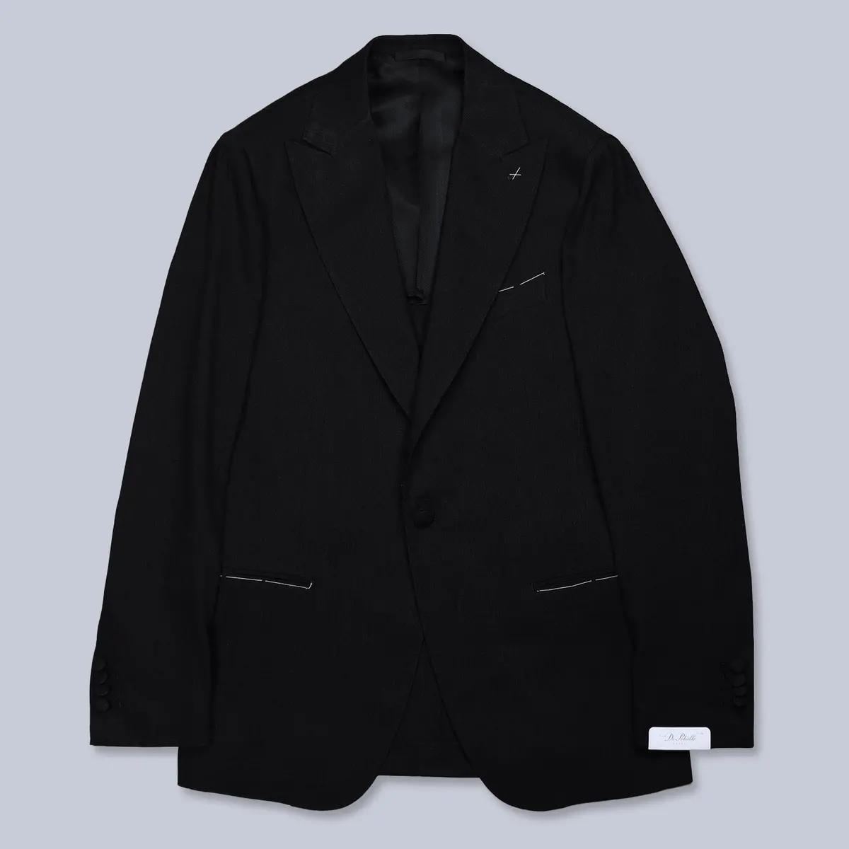 Black Wool Linen Peak Lapel Dinner Jacket 1