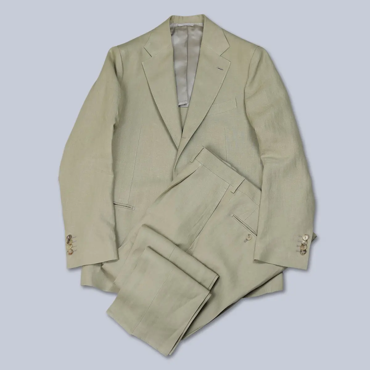 Khaki Casual Linen Suit 1