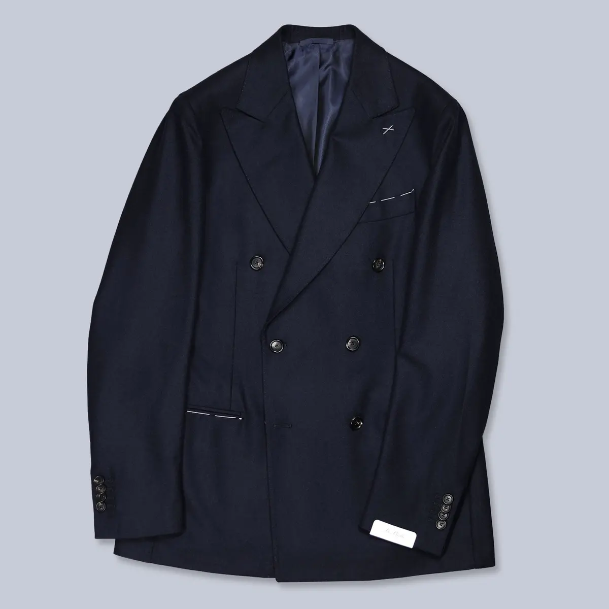 Navy Double-Breasted Wool Cashmere Blazer 1