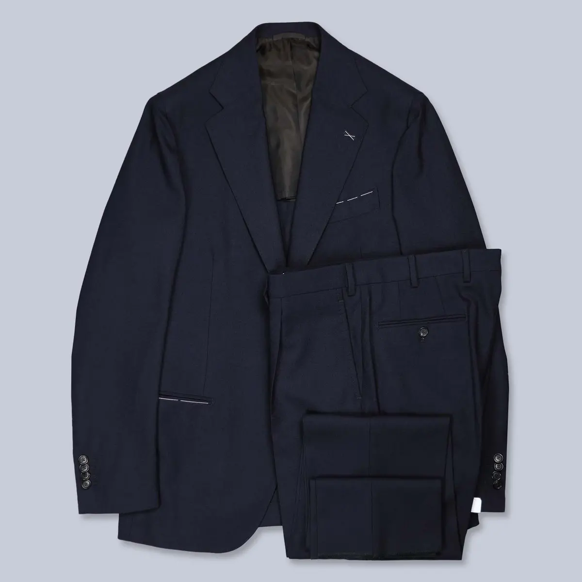 Navy High Twist Virgin Wool Suit 1