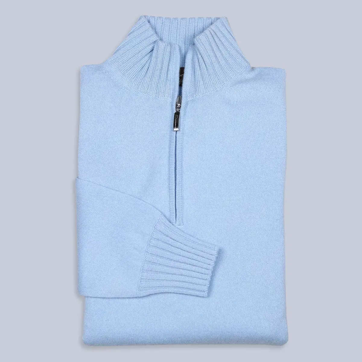 Light Blue Cashmere Half Zip Sweater 1