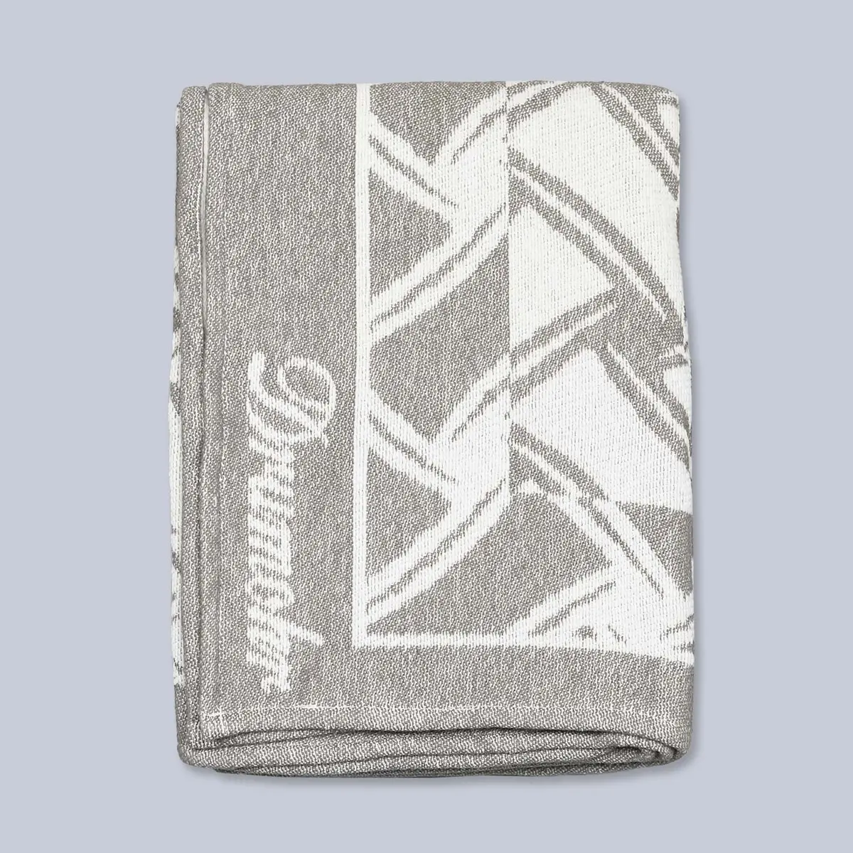 Beige & White Patterned Beach Towel 1