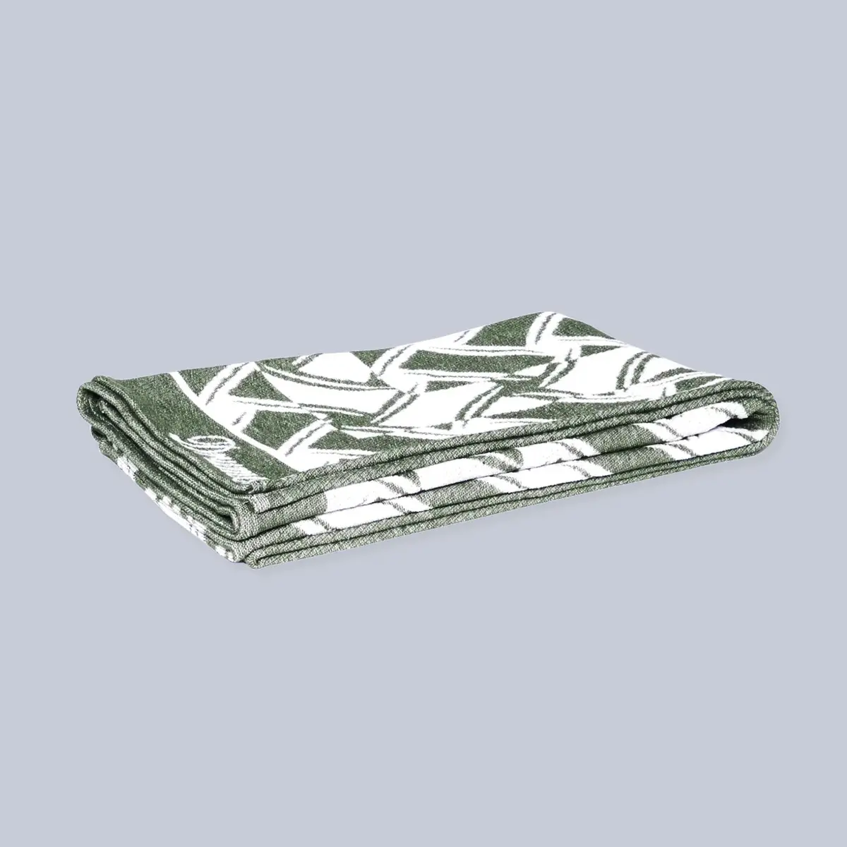 Dark Green & White Patterned Beach Towel 1