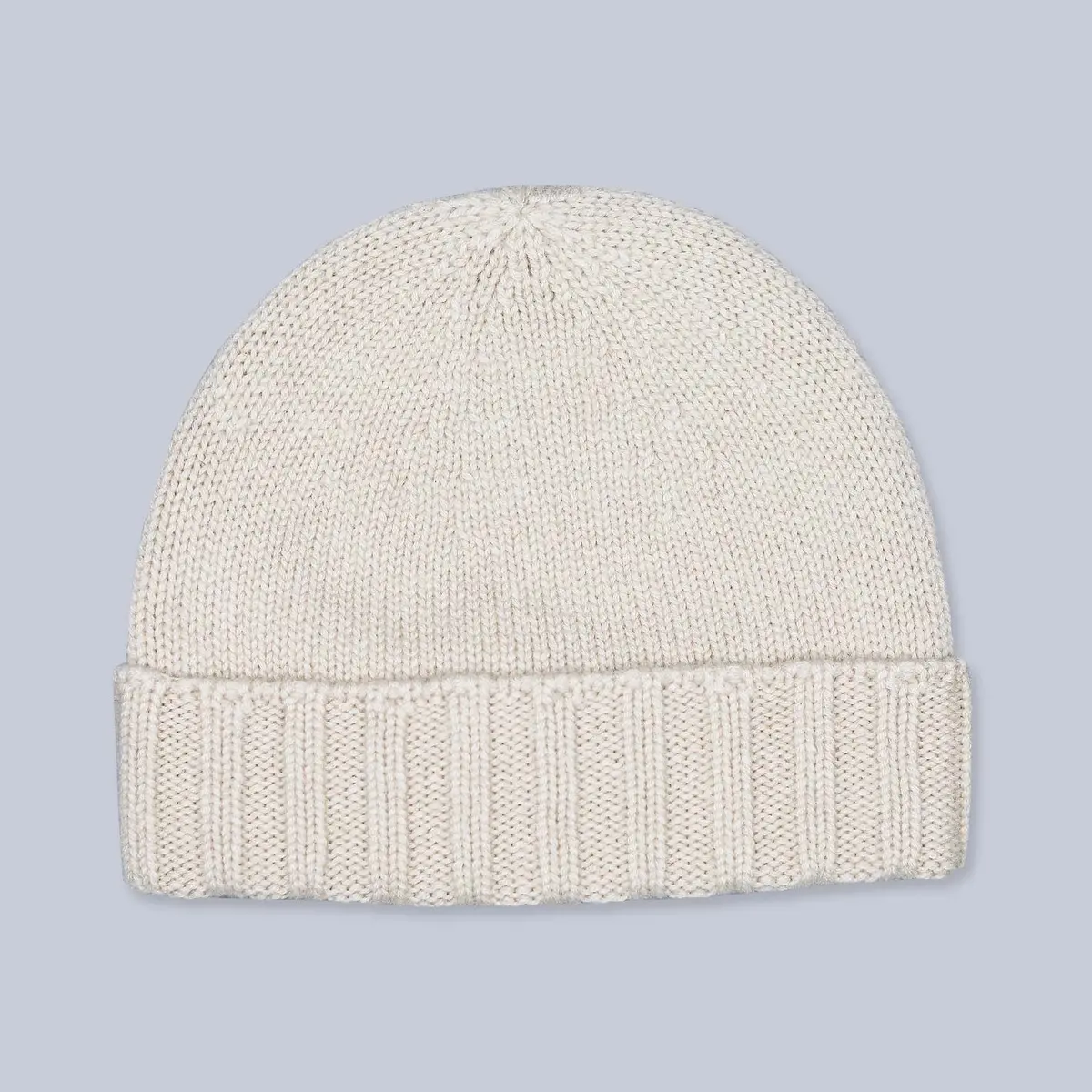 Light Beige Ribbed Cashmere Beanie 1