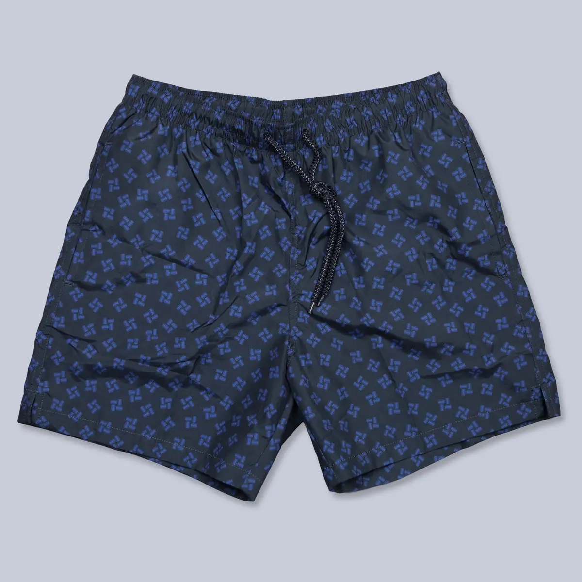 Navy Blue Printed Swim Shorts 1