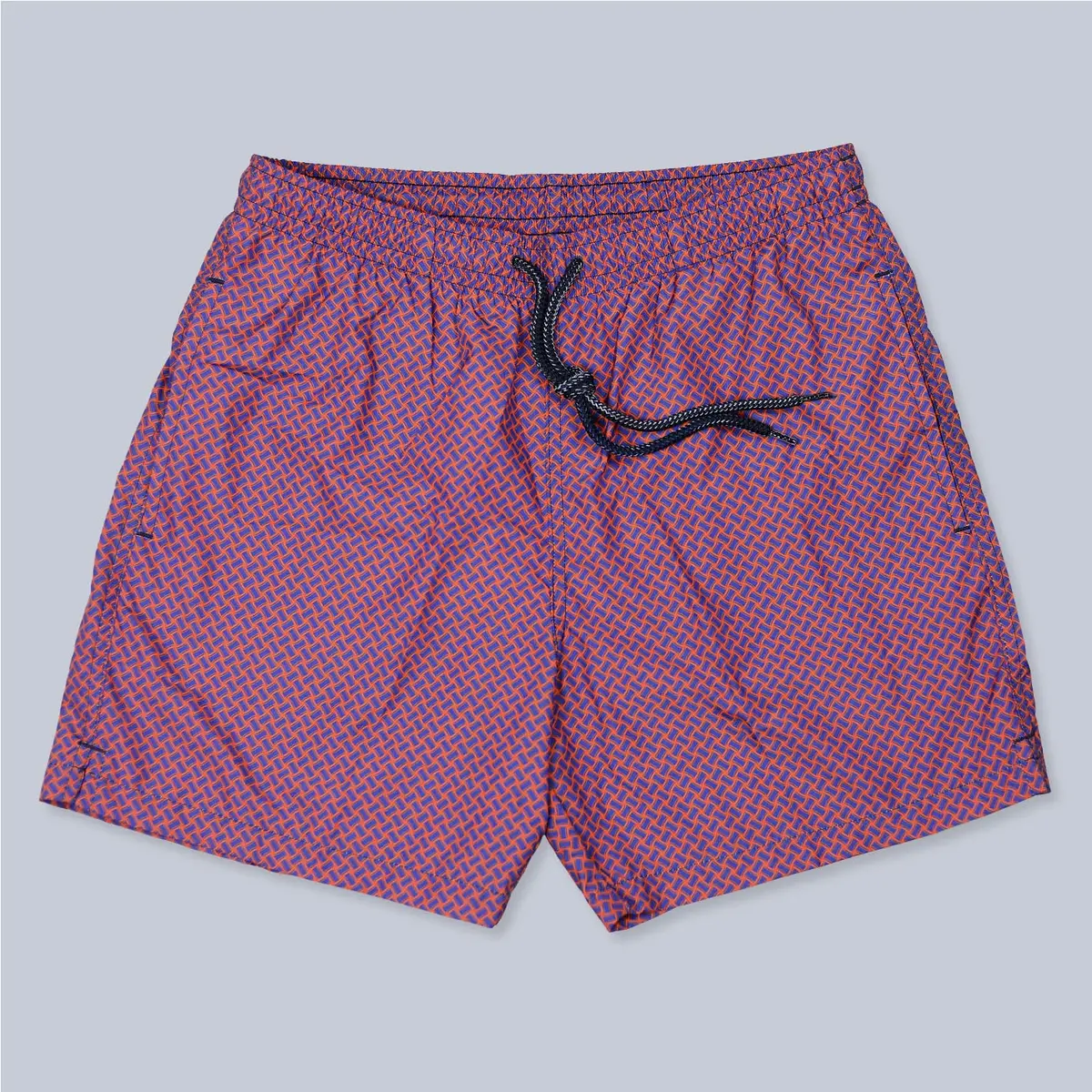 Red Blue Printed Swim Shorts 1