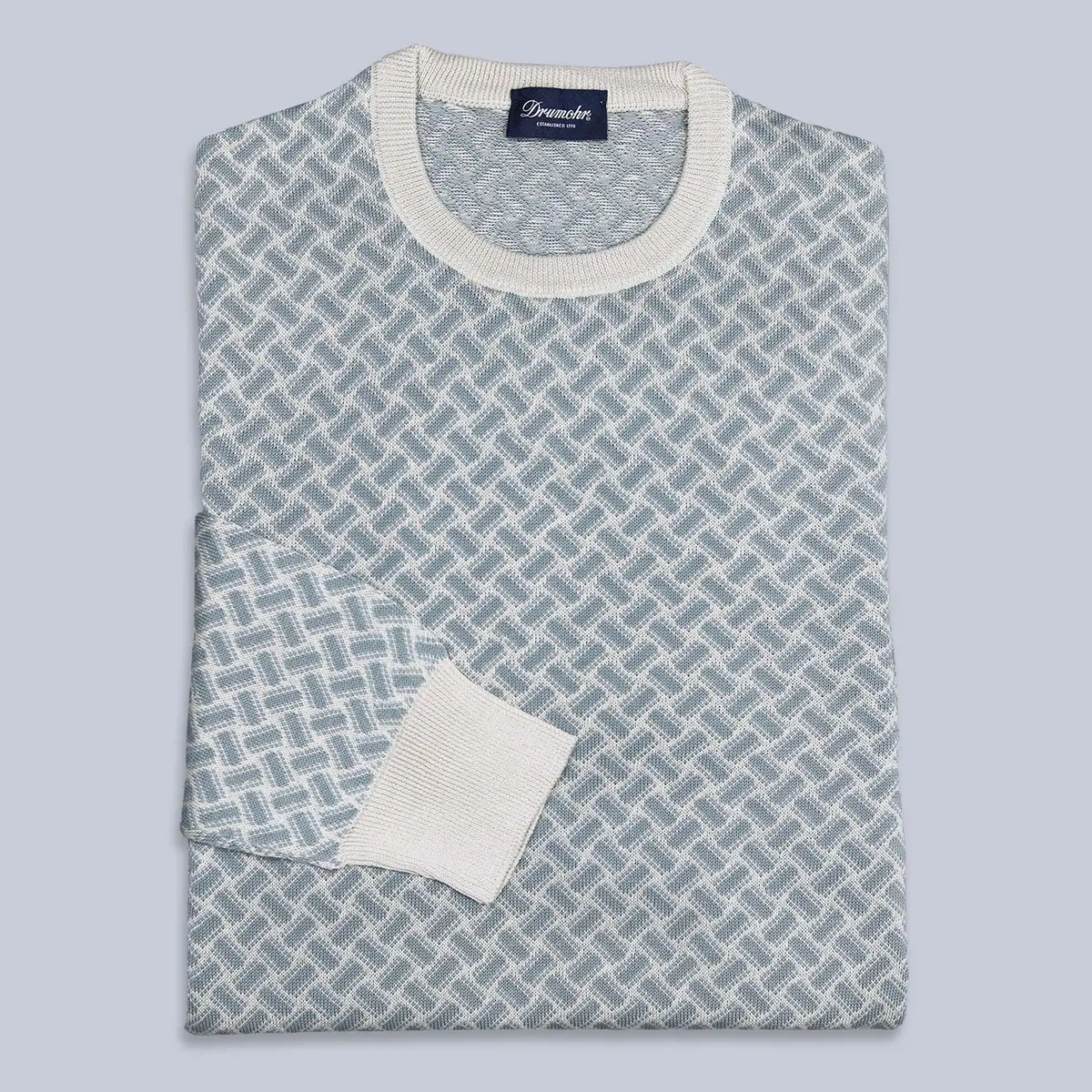 Washed Light Blue White Cotton Linen Sweater 1