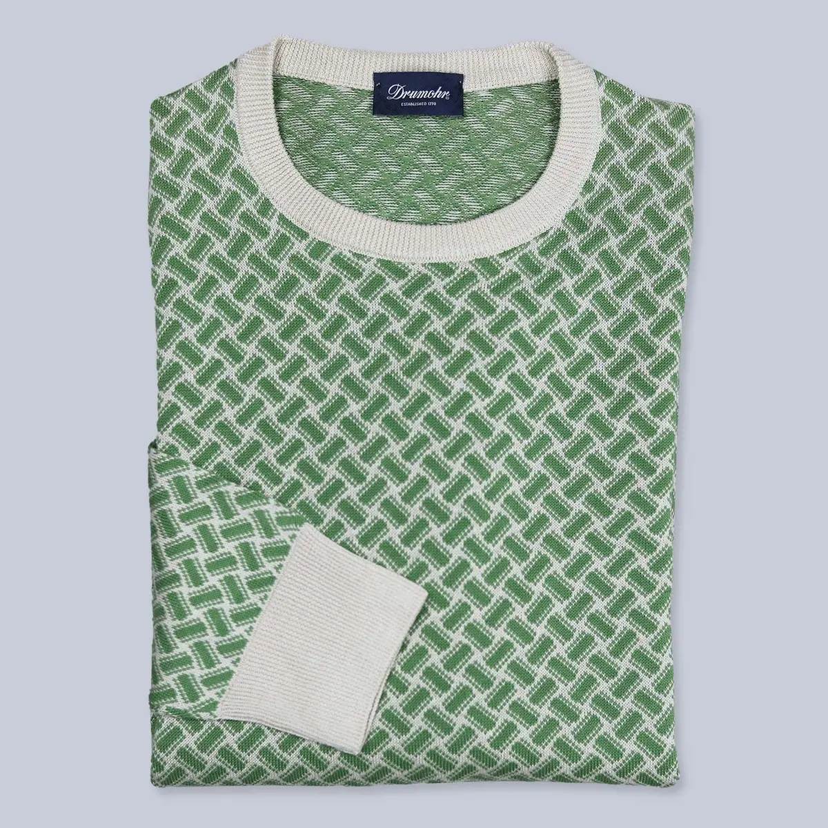 Washed Green Beige Cotton Linen Sweater 1