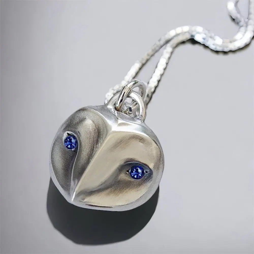 Barn Owl Necklace With Sapphire Eyes 1