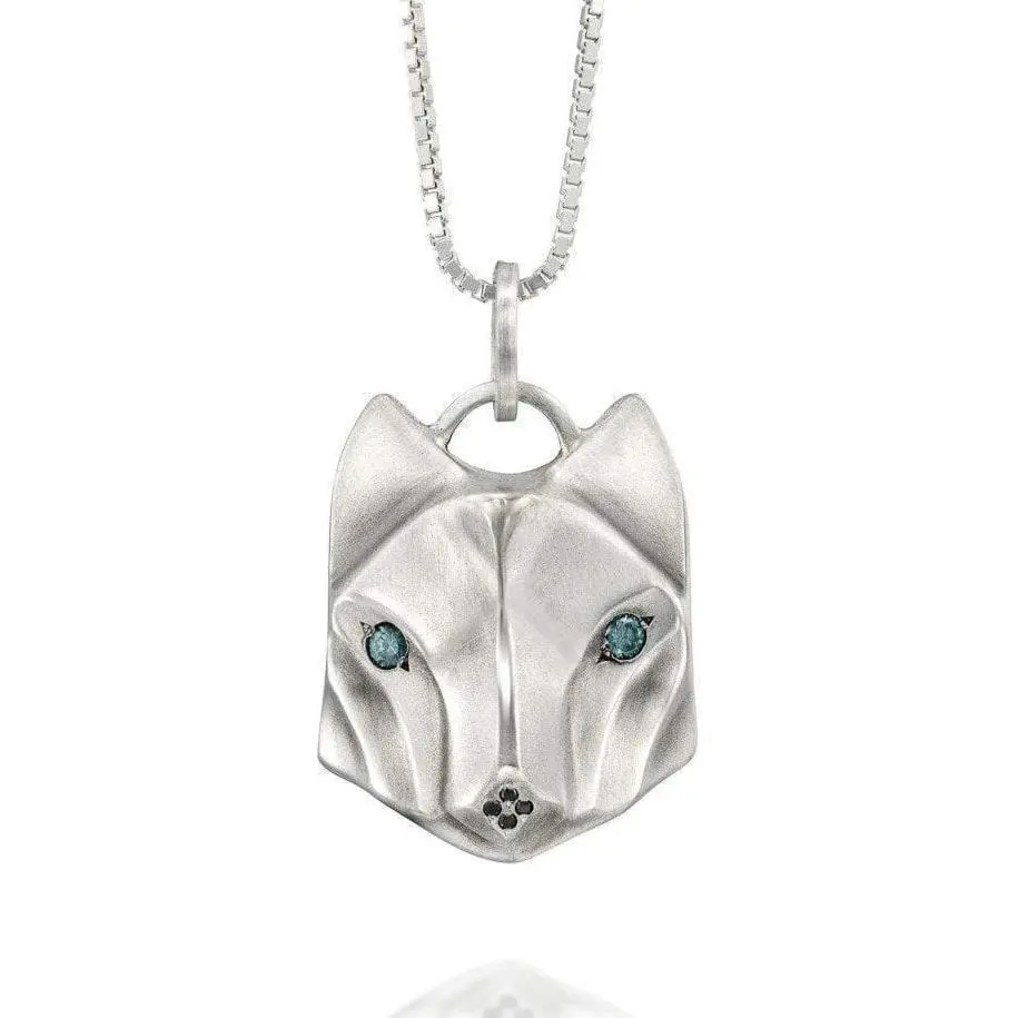Blue Diamond Wolf Necklace 1