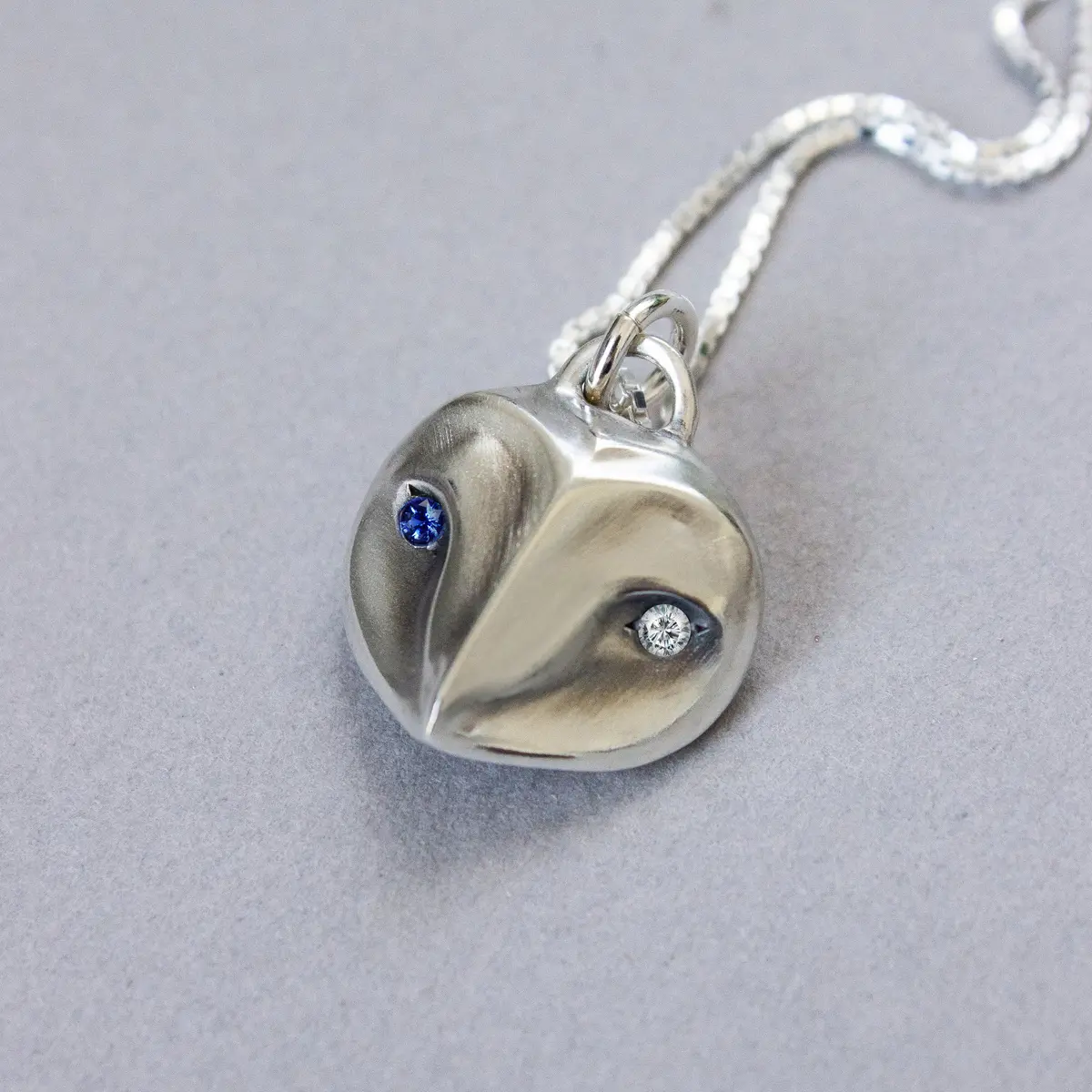 Blue & White Barn Owl Necklace 1