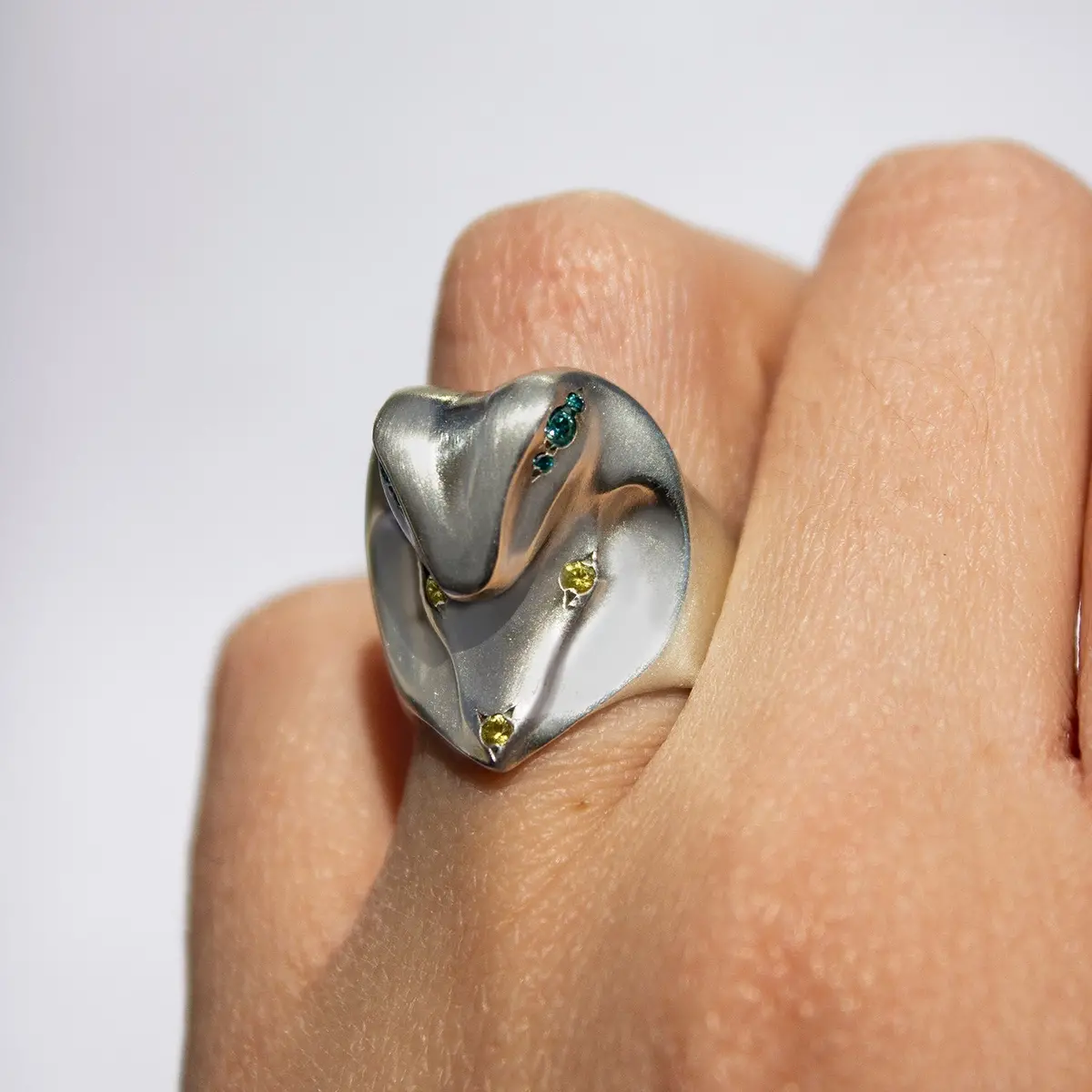 Cobra Ring With Blue Diamond Eyes 1