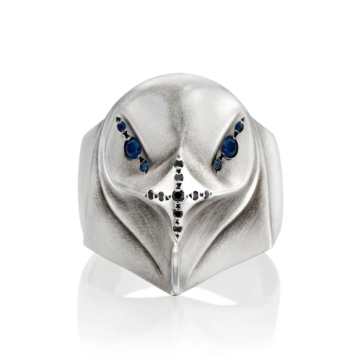 Eagle Ring With Blue Sapphire Eyes & Black Diamond Beak 1