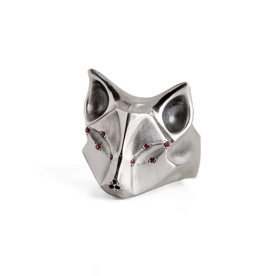 Fox Ring With Decorative Bronze Sapphires And Black Diamonds 1