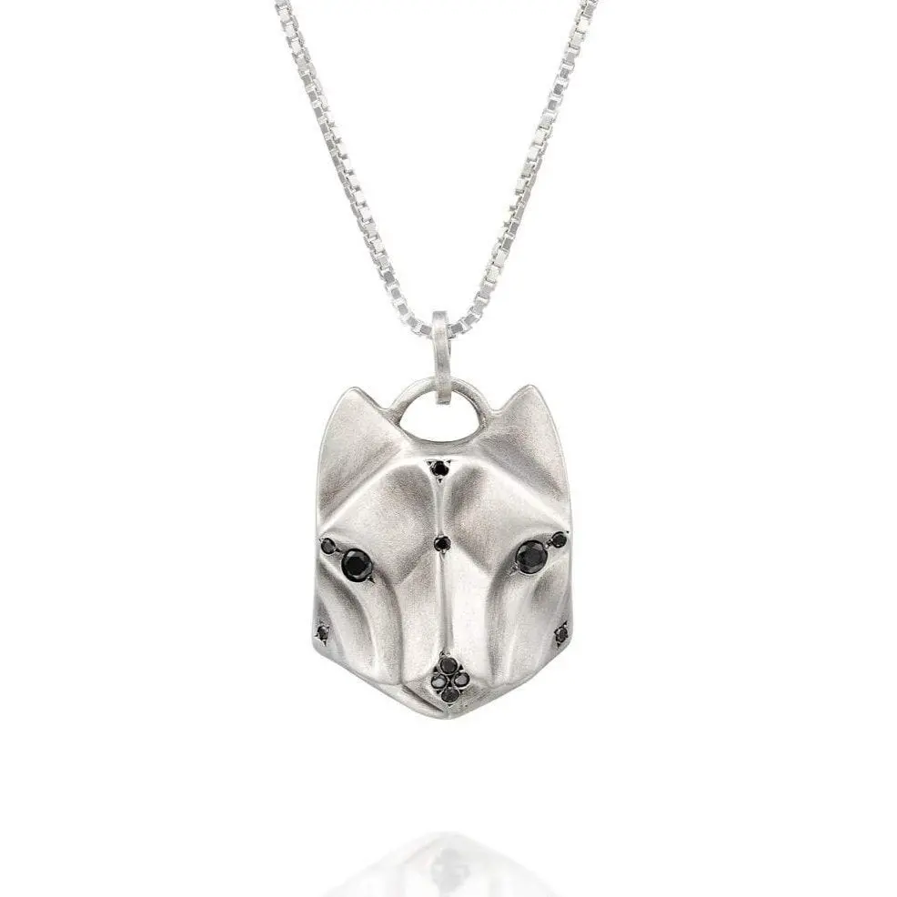 Gothic Wolf Necklace With Black Diamonds 1