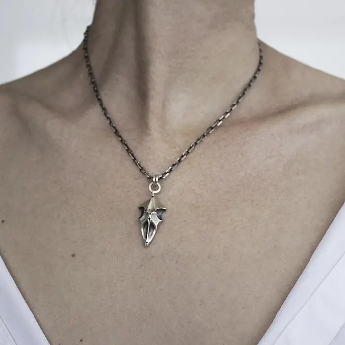 Bird Skull Necklace With Black Diamonds Setting 3