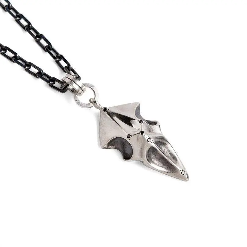 Bird Skull Necklace With Black Diamonds Setting 1
