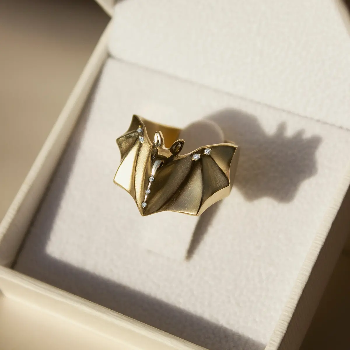 Gold Bat Ring With Diamonds 1
