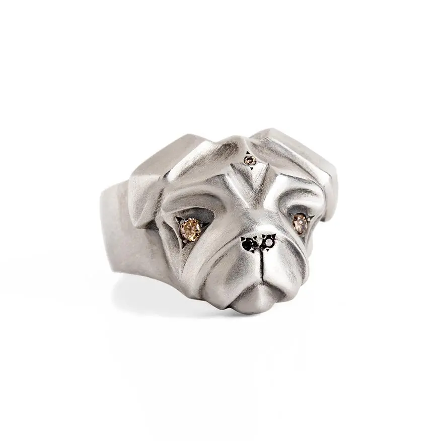 Pug Ring With Champagne Diamonds 1