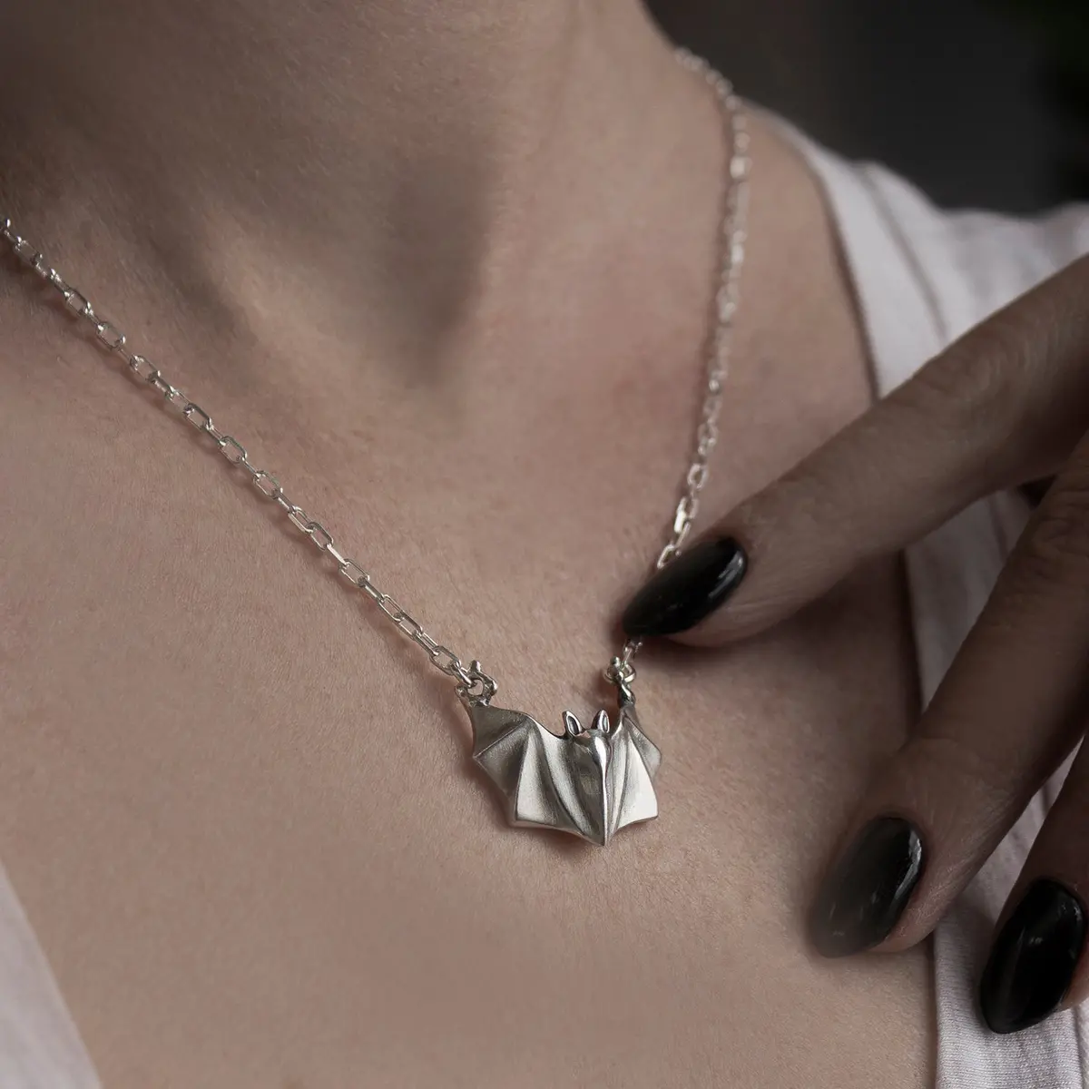 Silver Bat Necklace 1