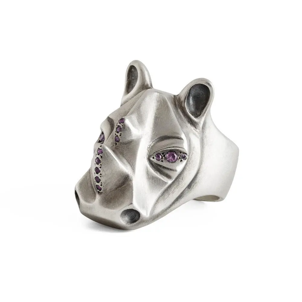 Lady Rhino Ring With Fancy Pink Sapphires Setting 2