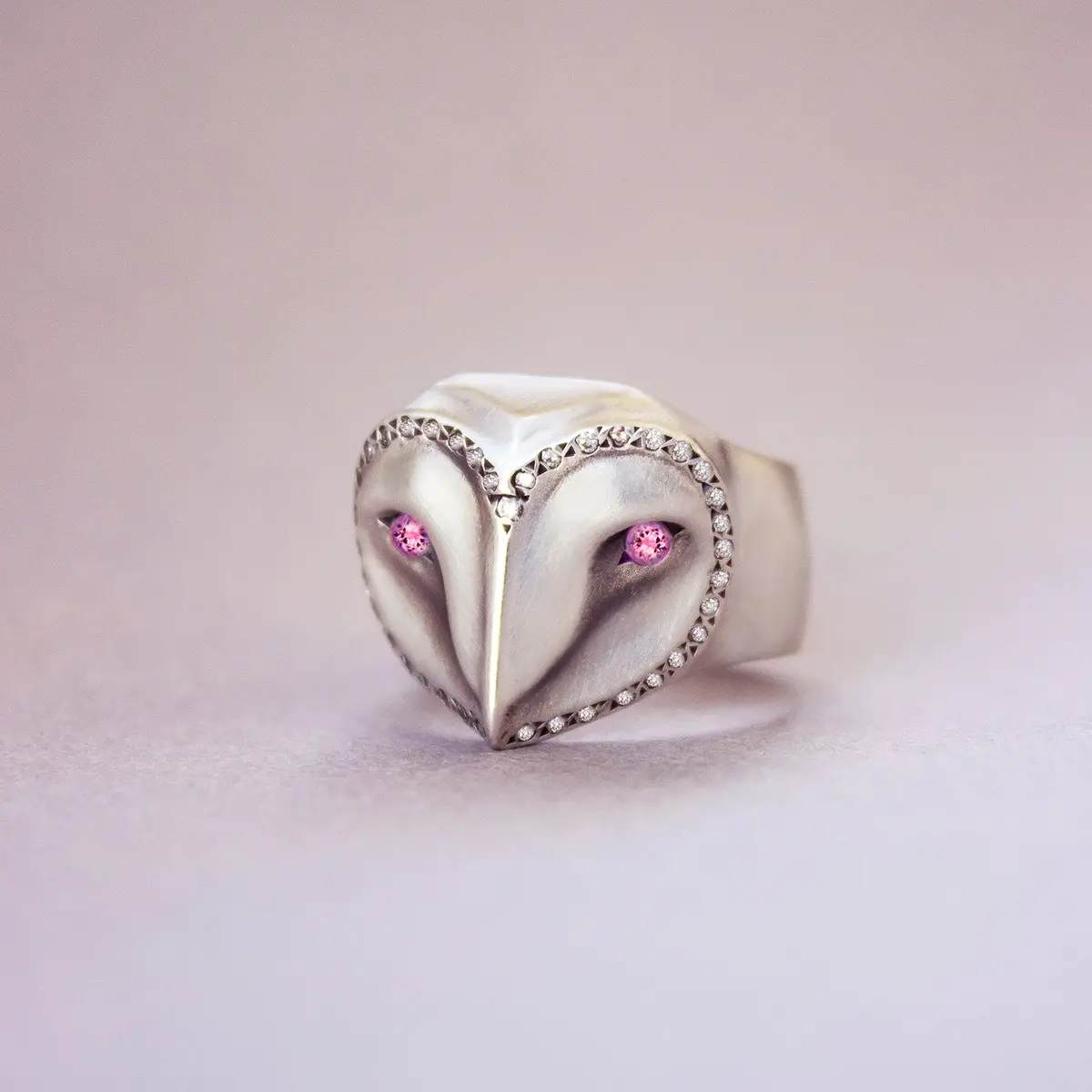 Limited Edition Barn Owl Ring With Diamonds And Tourmalines 1