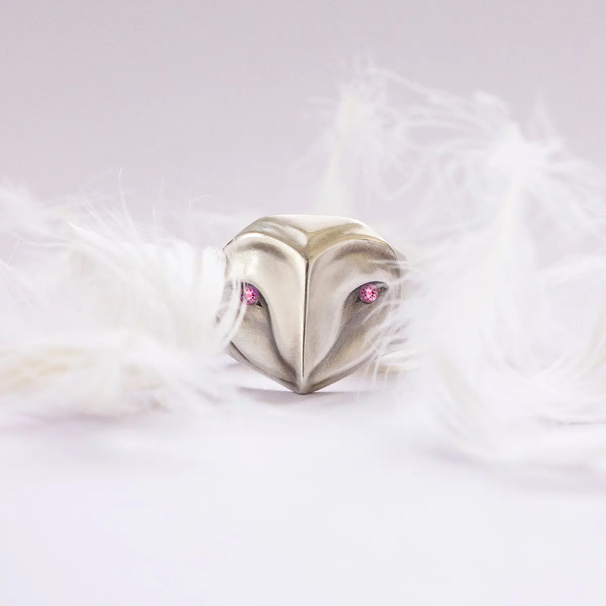 Limited Edition Barn Owl Ring With Tourmaline Eyes 1