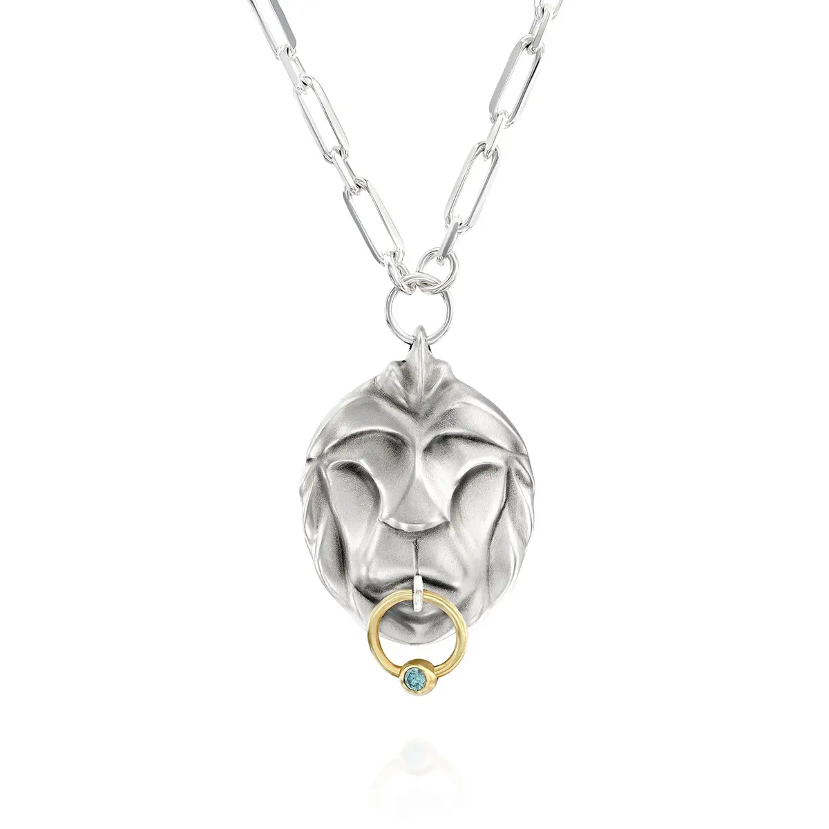 Lion Necklace With A Gold Hoop 1