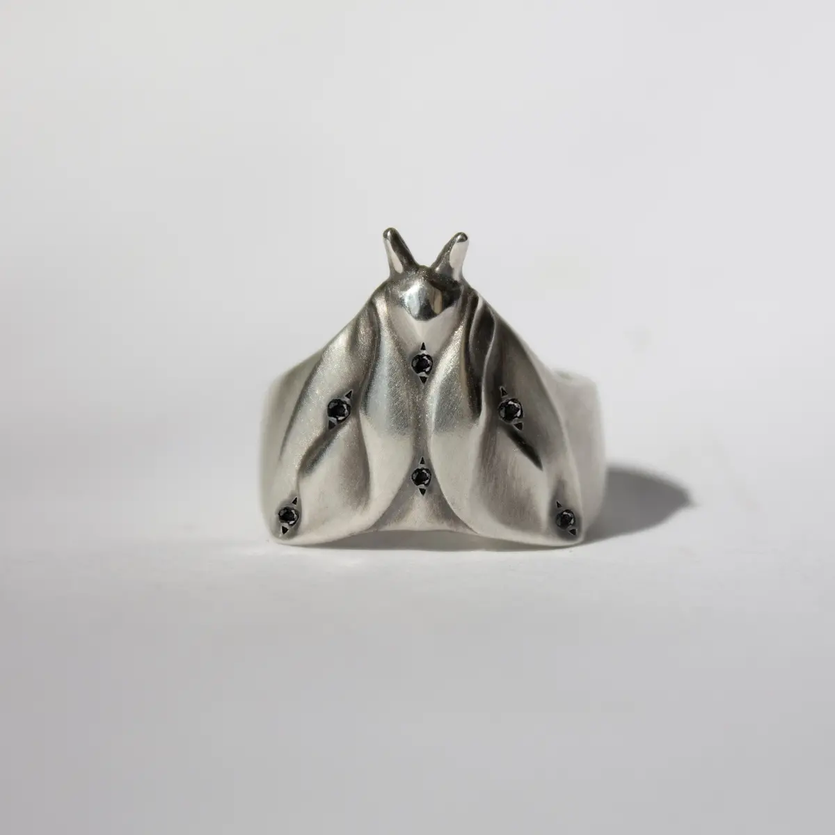 Moth Ring With Black Diamonds 1