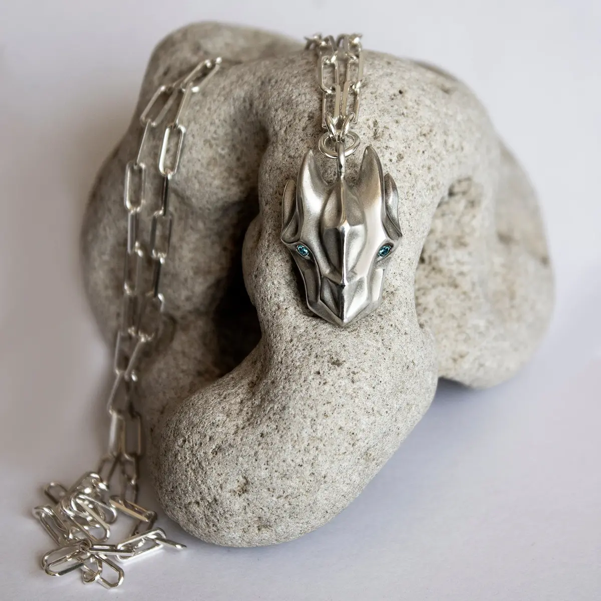 Dragon Necklace With Blue Diamond Eyes 1