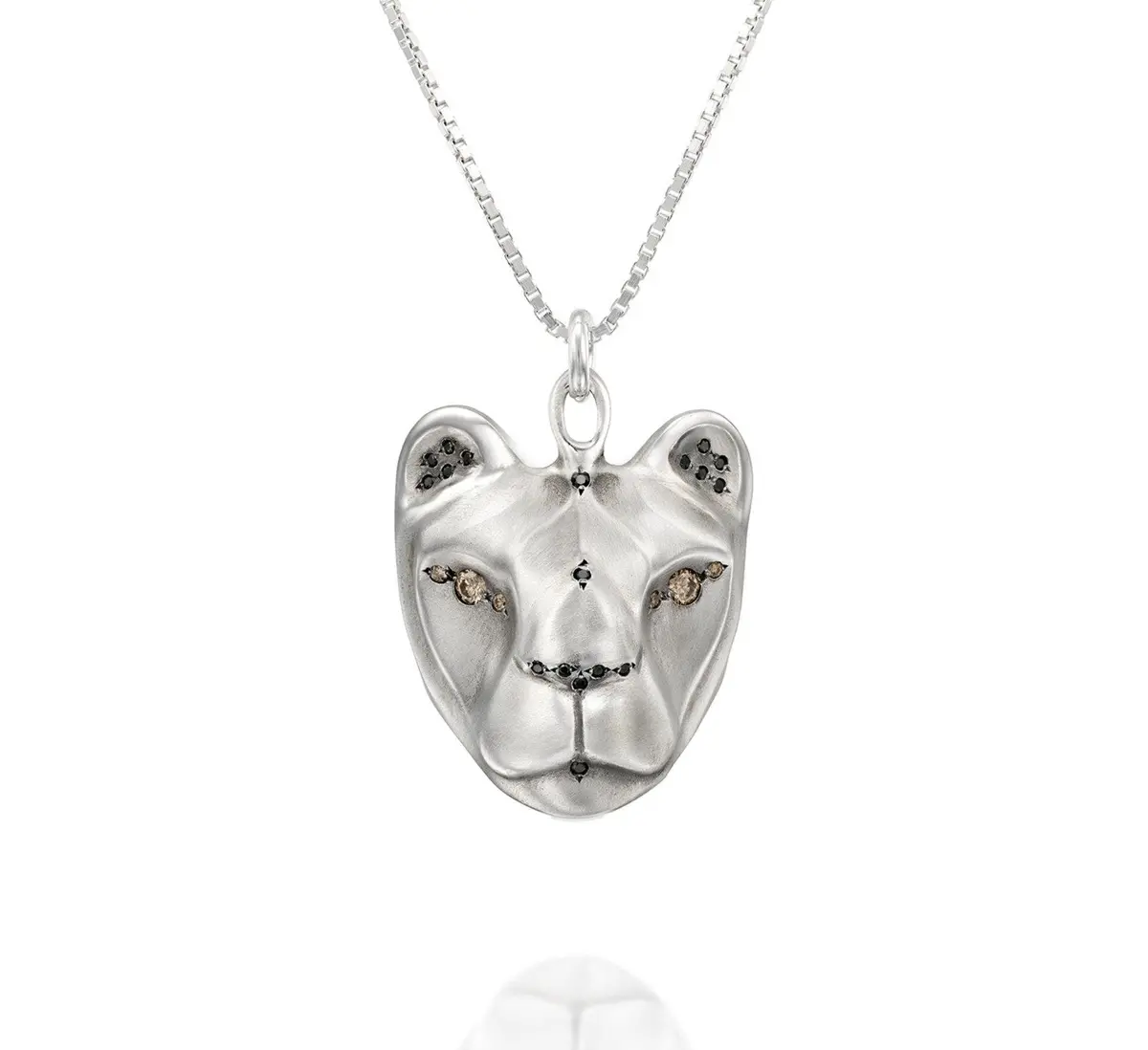Lioness Necklace With Majestic Black & Champagne Diamonds 1