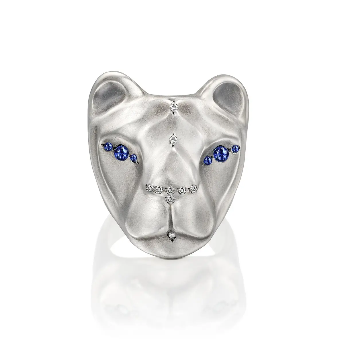 Blue & White Lioness Ring 1