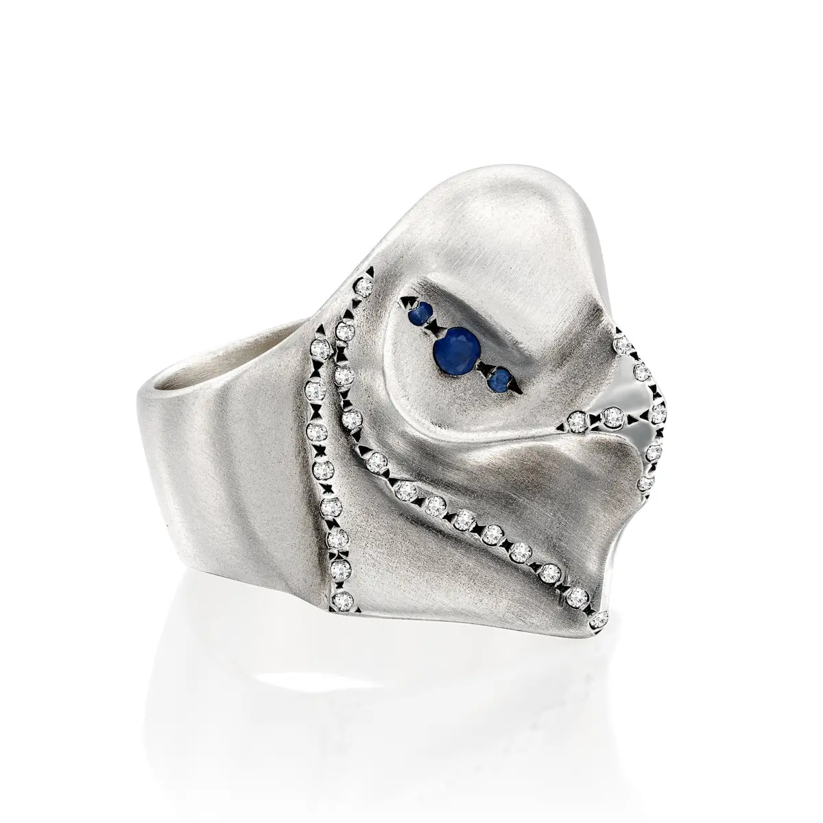 Royal Eagle Ring With Blue Sapphires And White Diamonds 2