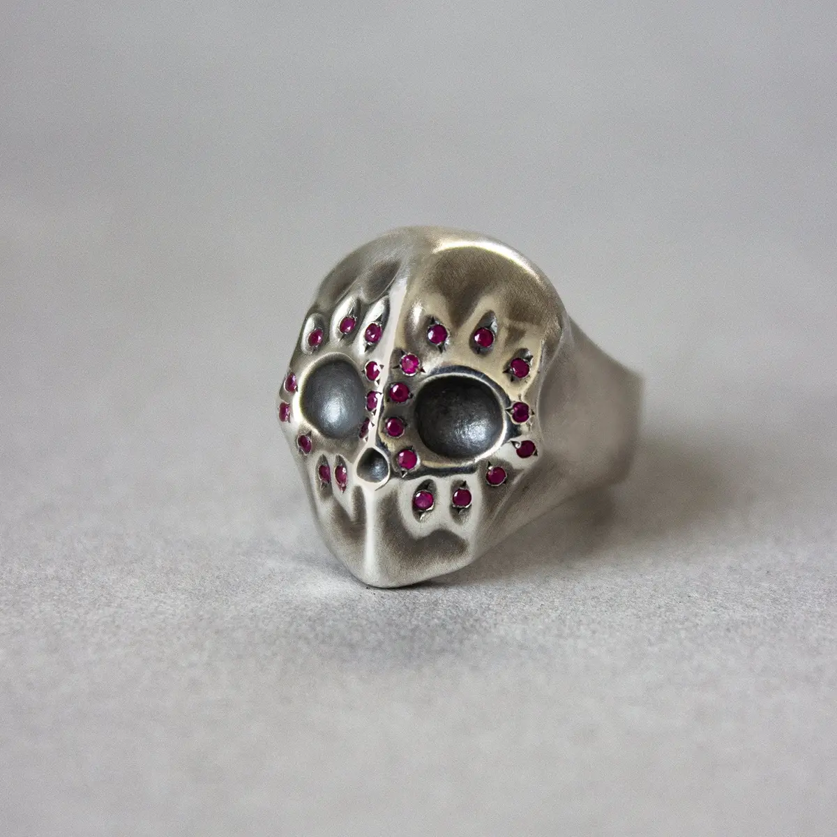 Ruby Flower Skull Ring 1