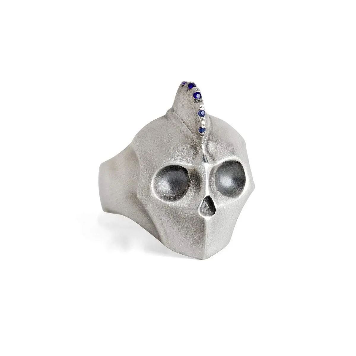 Mohawk Skull With Blue Sapphires Setting 1
