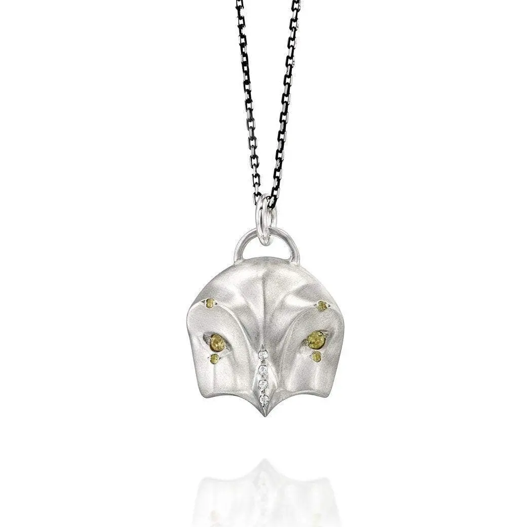 Snowy Owl Necklace With Yellow And White Sapphires 1
