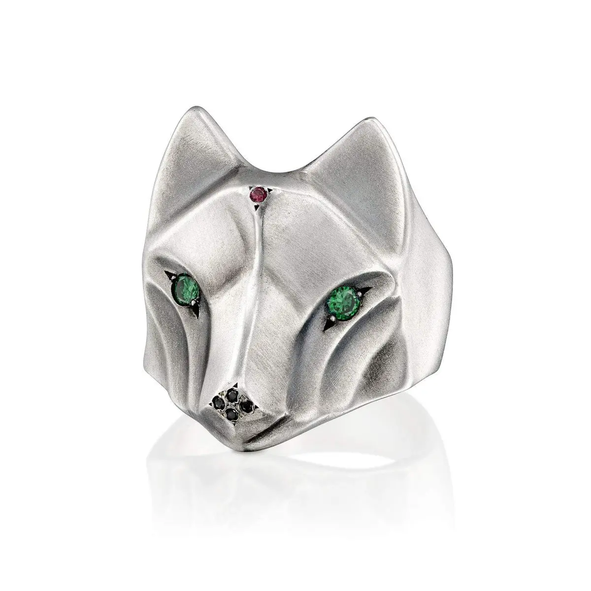 Wolf Ring With Emerald And Ruby 1