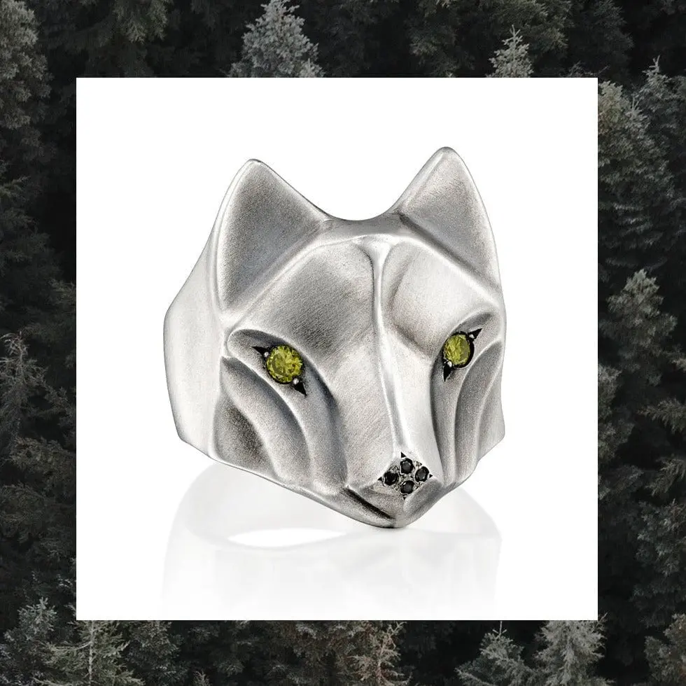 Wolf Ring With Yellow Sapphire Eyes 1