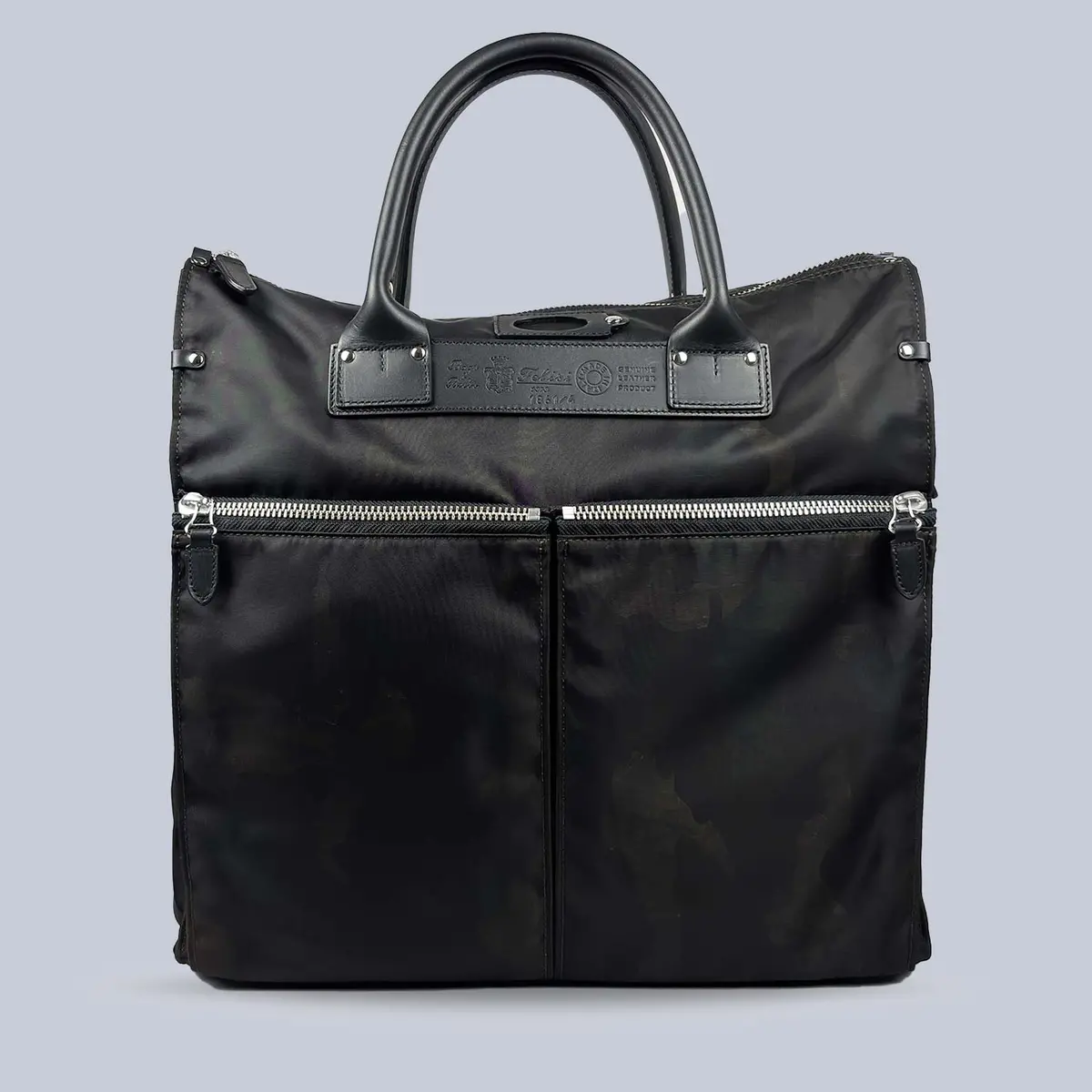 Black Brown Camouflage Canvas Leather Messenger Bag 1