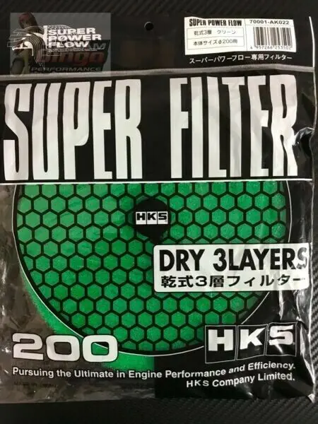 Hks Air Filter Replacement 200Mm Green & Red Dry 3 Layer Australian Stock 1