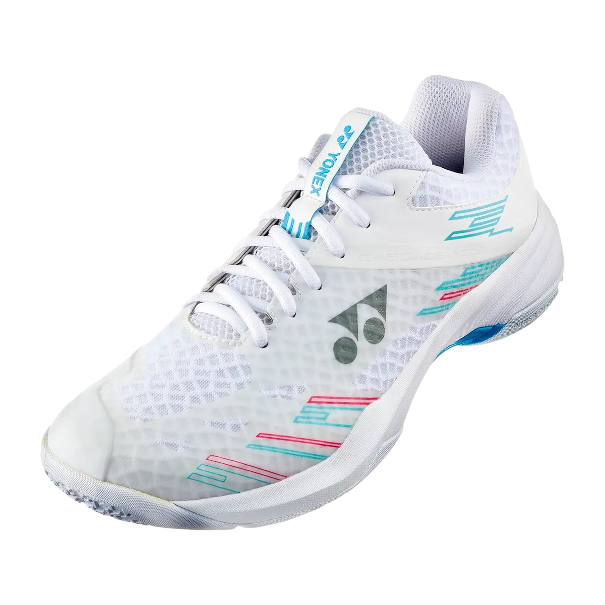 Yonex Power Cushion Cascade Accel Wide Badminton Shoes (White/Sky Blue) 1