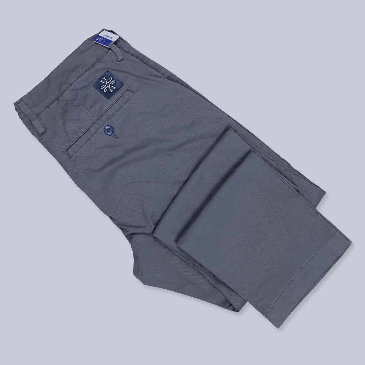 Steel Blue Washed Cotton Trousers 1