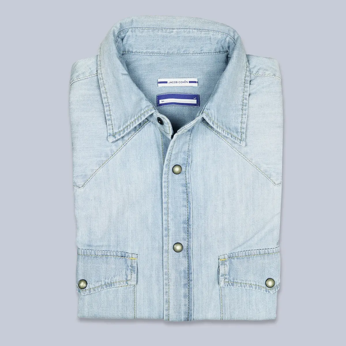 Light Blue Bleached Western Shirt 1