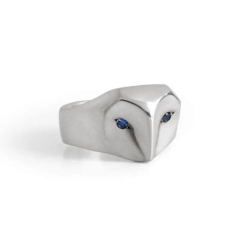 Owl Ring With Sapphire Eyes 1